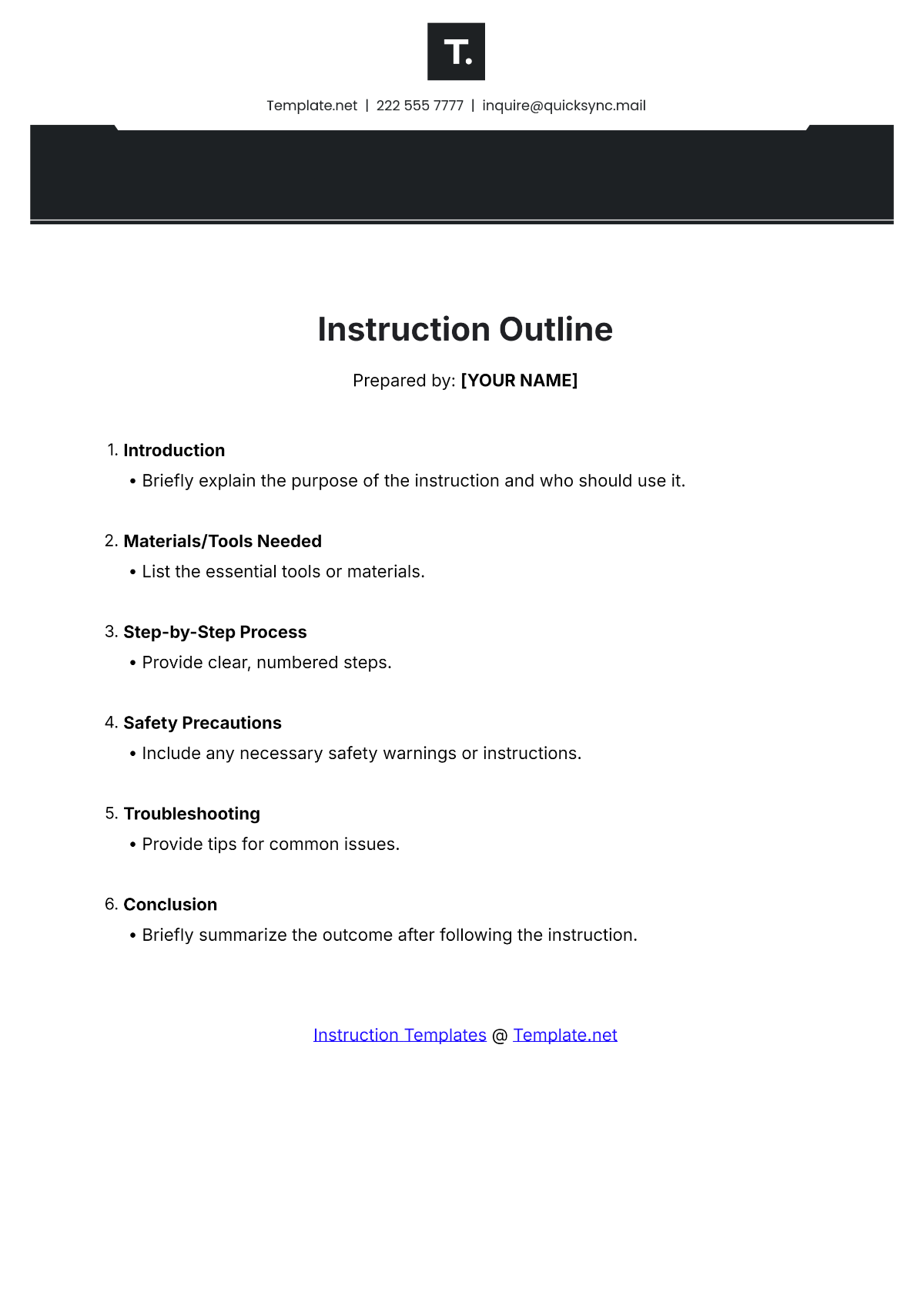 Instruction Outline Template - Edit Online & Download