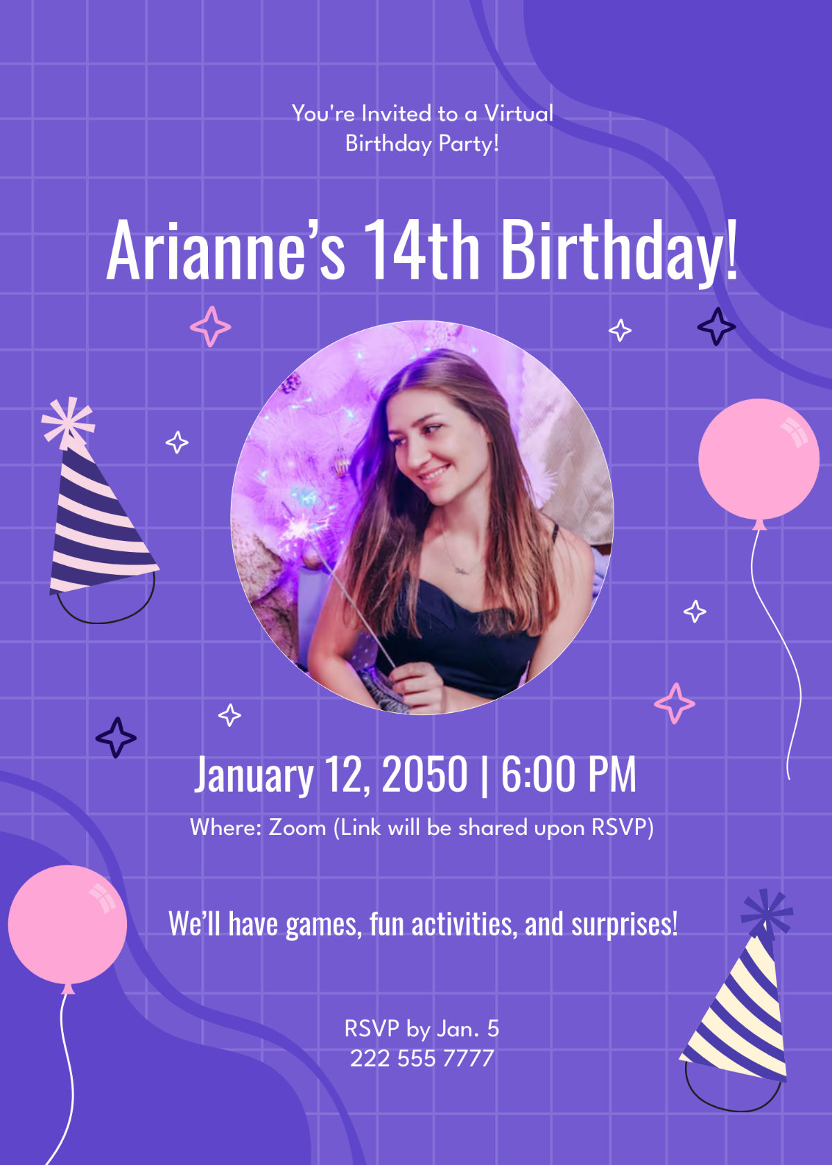 Free Virtual Birthday Party Invitation Template