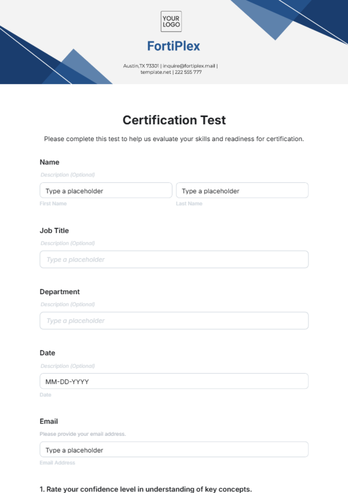 Certification Test Template - Edit Online & Download