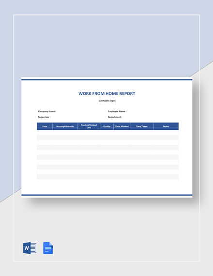 FREE Work From Home Daily Report - Word | Google Docs