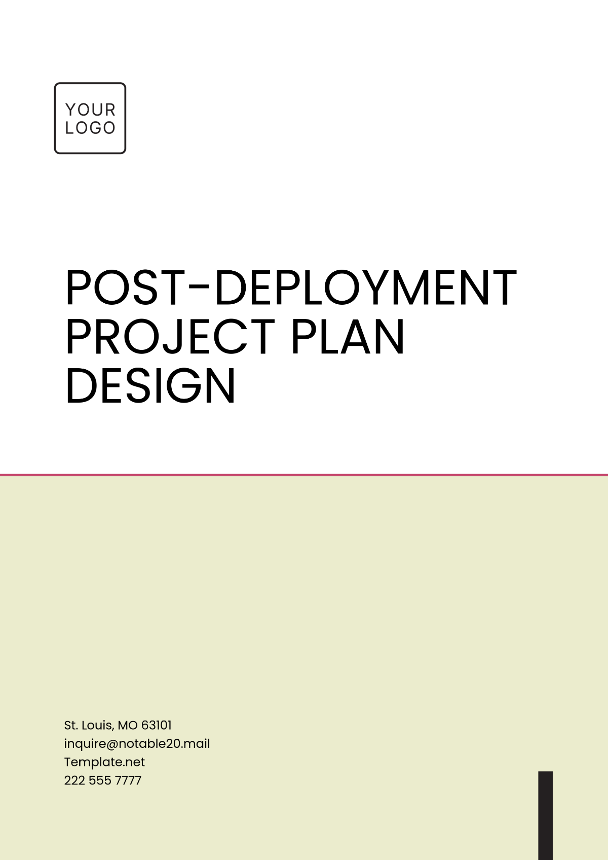 Post-Deployment Project Plan Design Template - Edit Online & Download