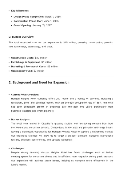 Free Hotel Expansion Proposal Design Template to Edit Online