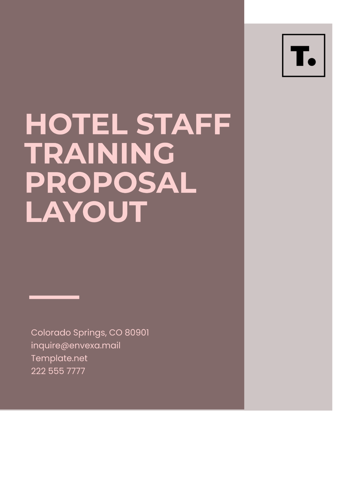 Hotel Staff Training Proposal Layout Template - Edit Online & Download