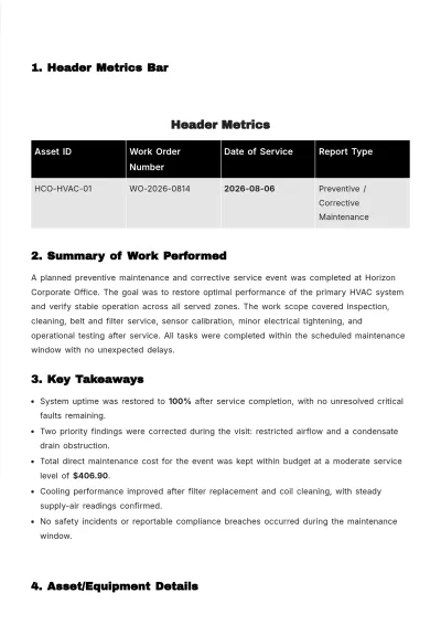 Free Maintenance Report Template to Edit Online