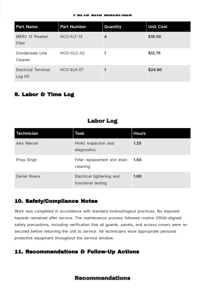 Free Maintenance Report Template to Edit Online