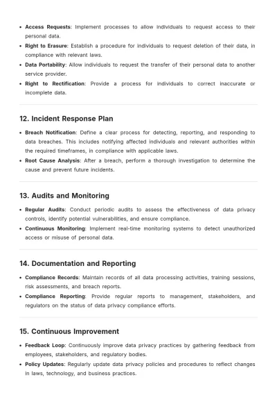 Free Sample Data Privacy Compliance Plan  Template to Edit Online