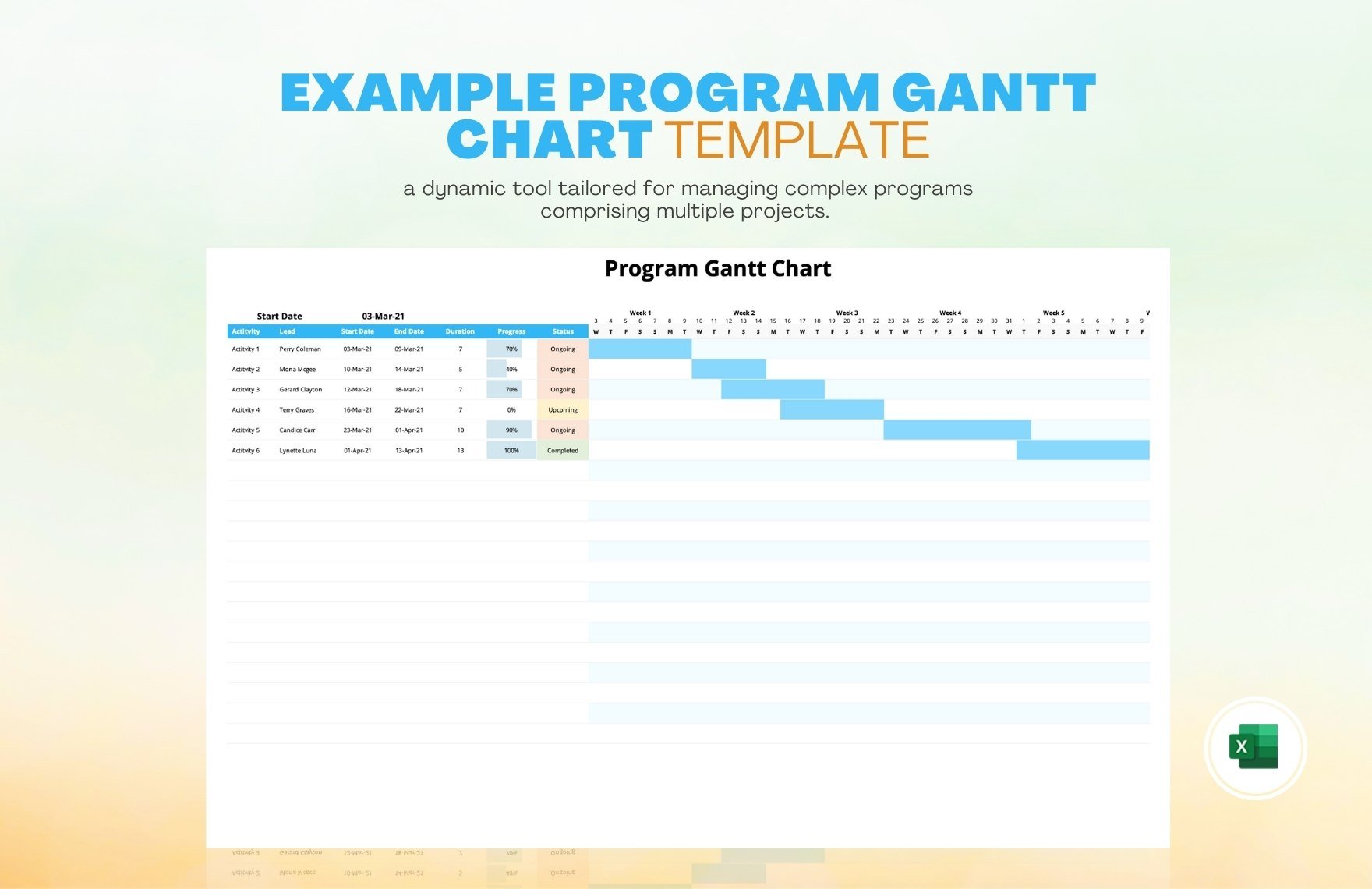 Free Example Program Gantt Chart Template in Excel