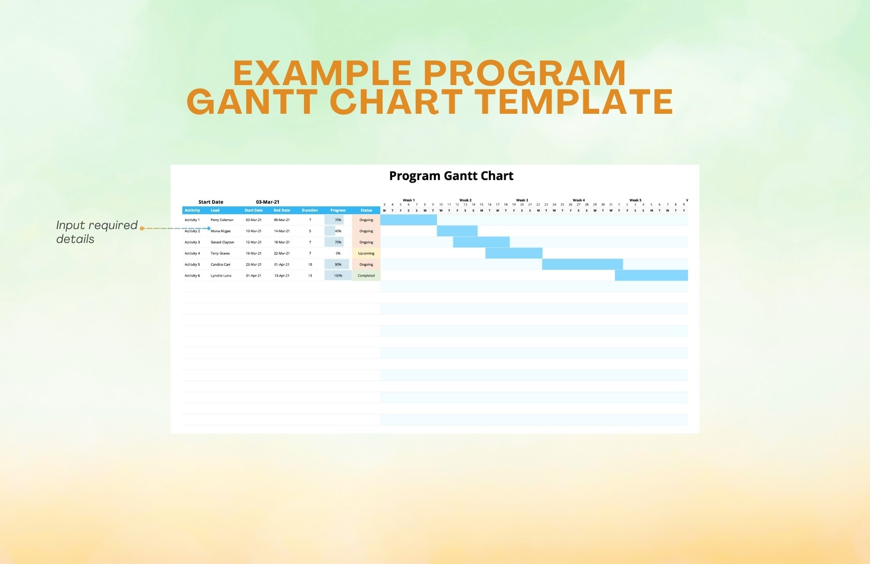 Example Program Gantt Chart Template