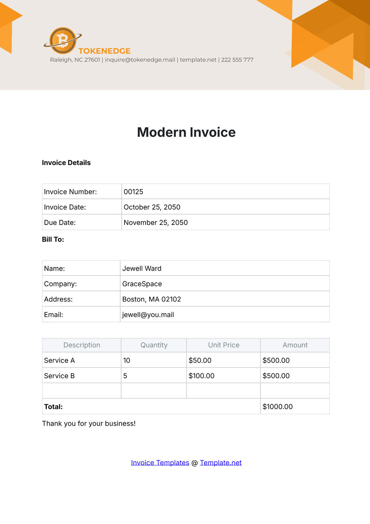 Modern Invoice Template - Edit Online & Download