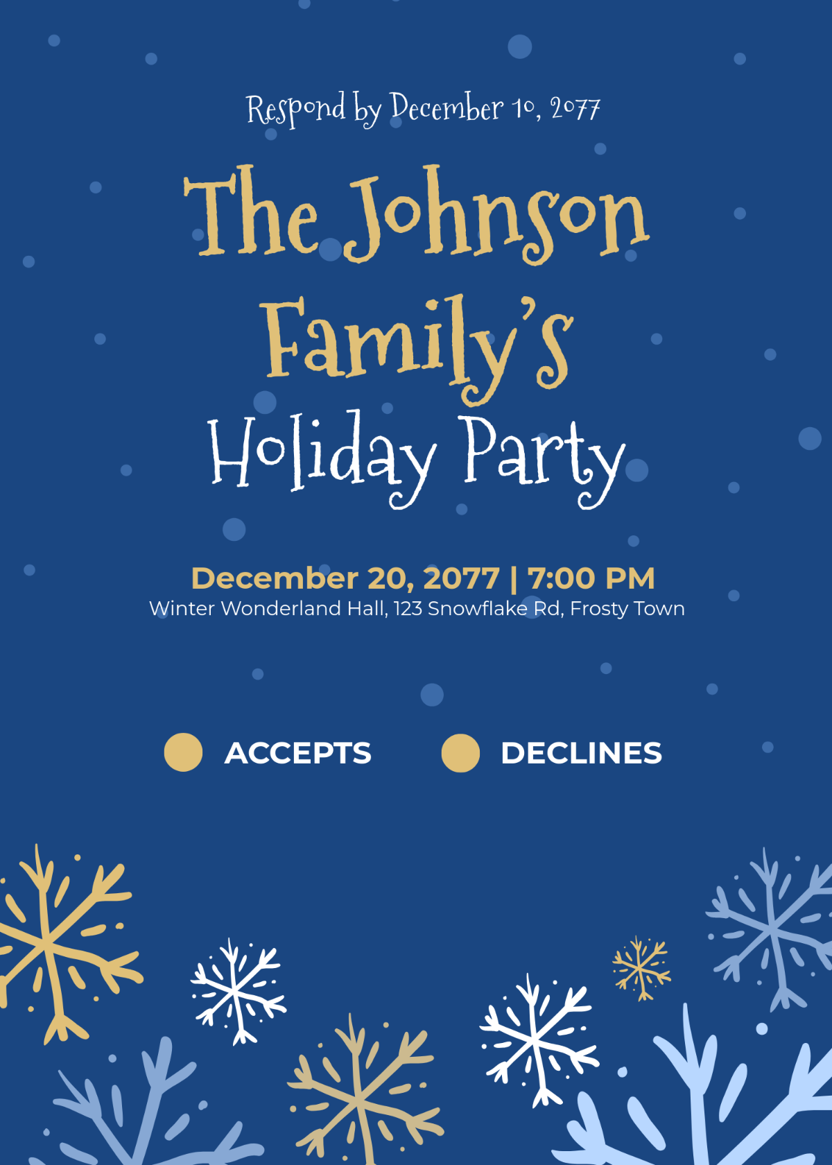 Holiday Party RSVP Card Invitation Template - Edit Online & Download