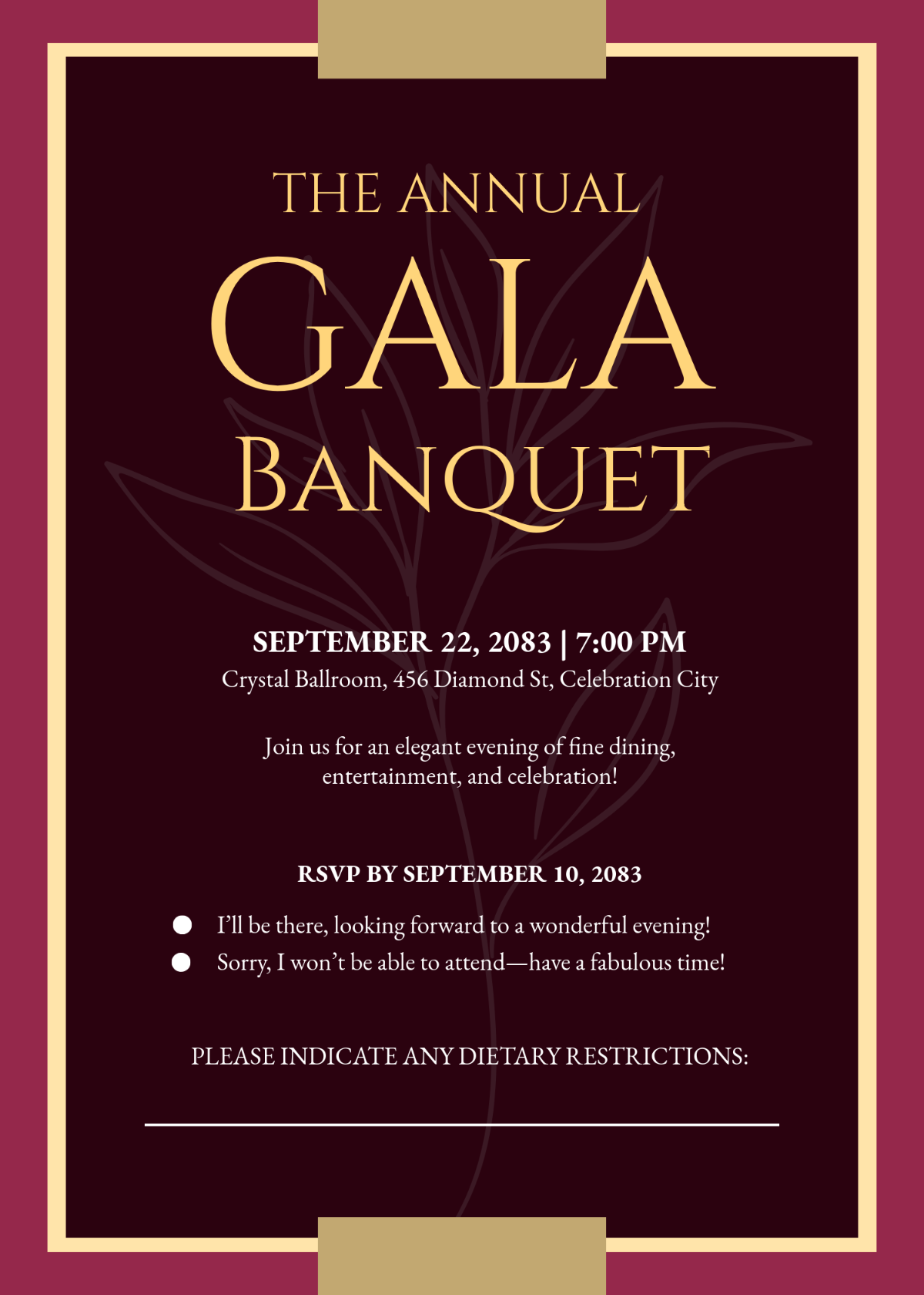 Banquet RSVP Card Invitation Template - Edit Online & Download