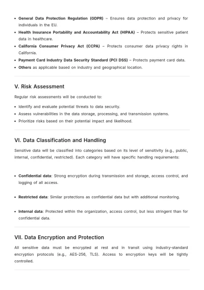 Free Data Security Compliance Plan Template to Edit Online