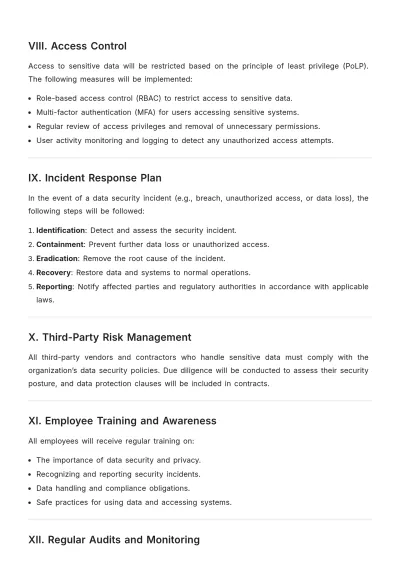 Free Data Security Compliance Plan Template to Edit Online