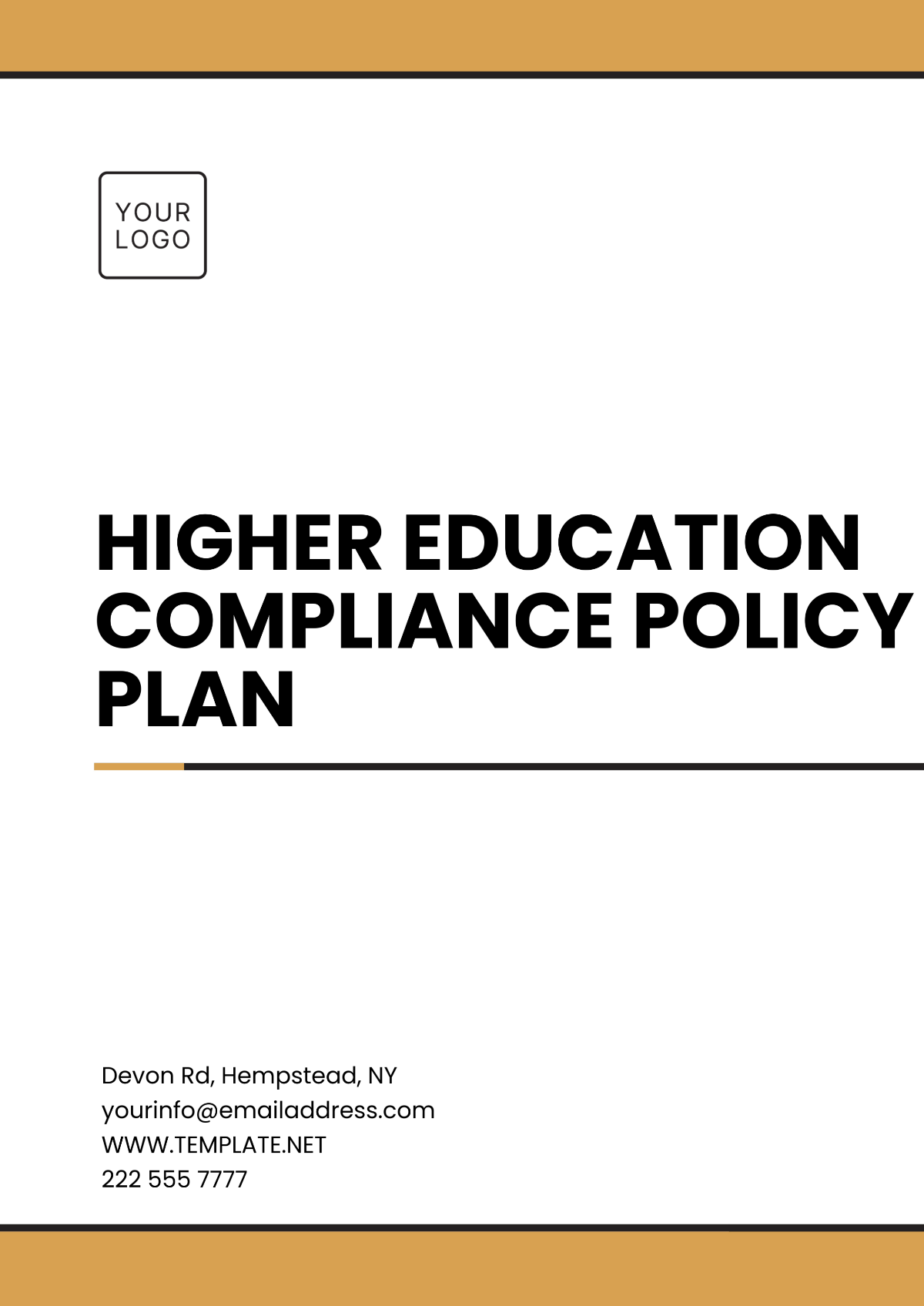 Higher Education Compliance Policy Plan Template - Edit Online & Download