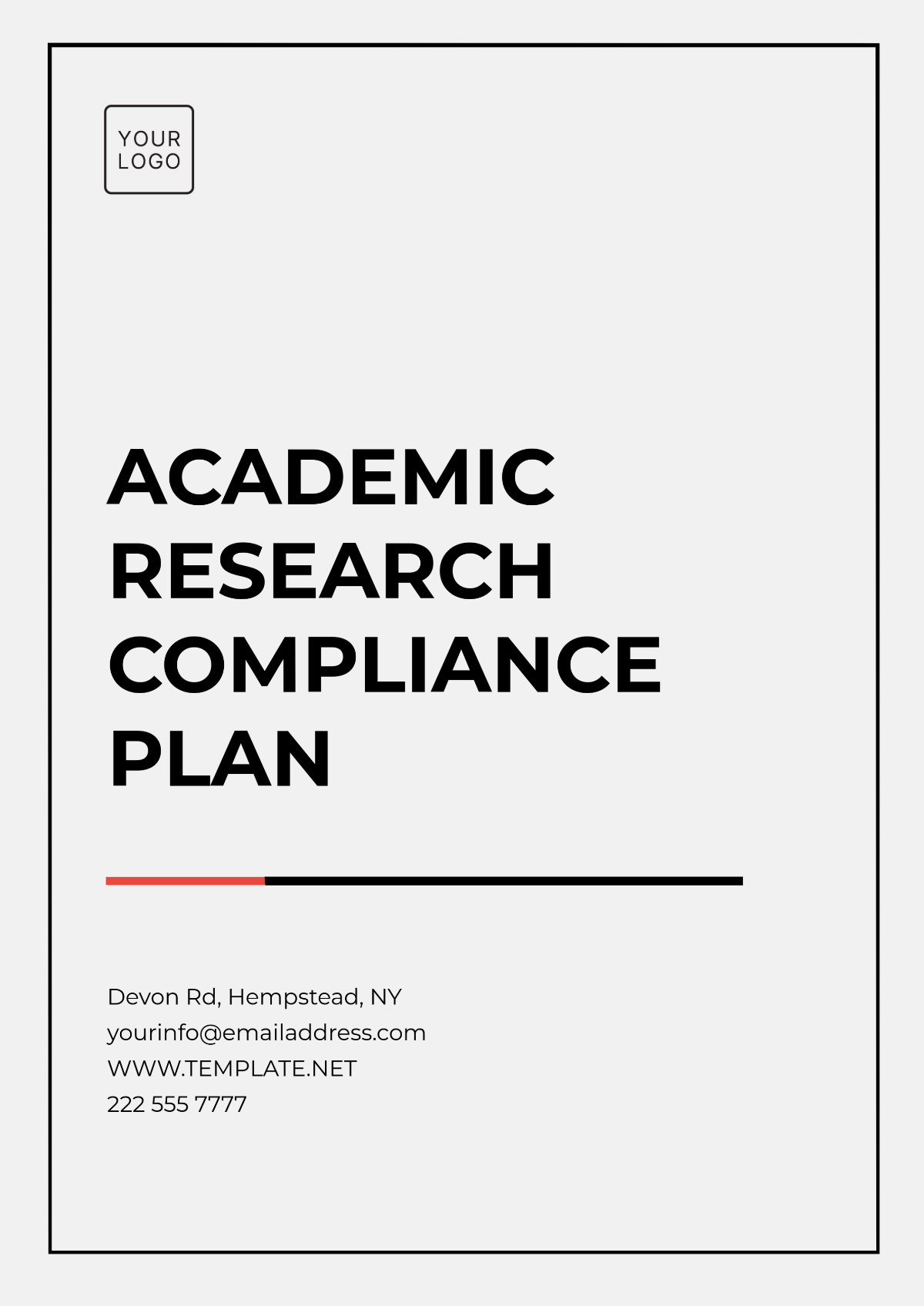 Academic Research Compliance Plan Template - Edit Online & Download