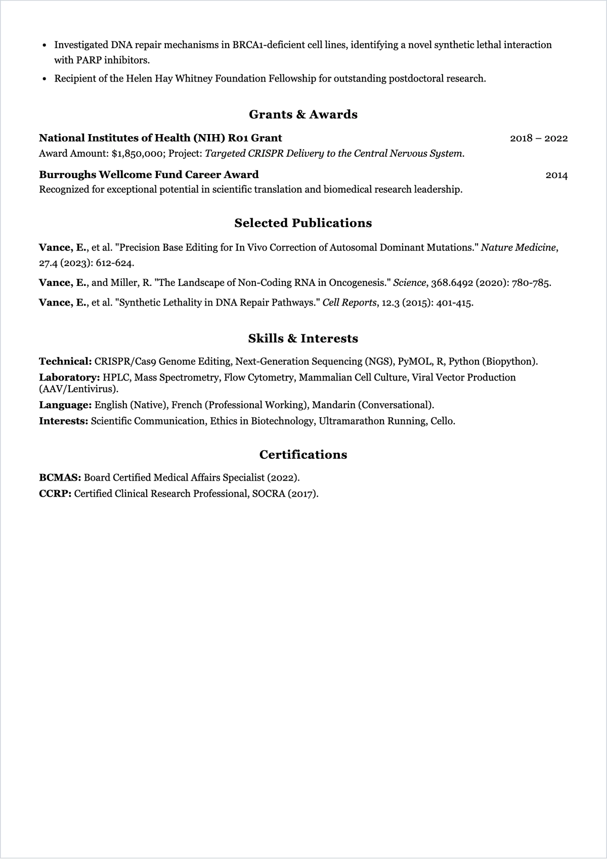 Free Publications and Research ATS Resume Template, AI Resume Builder