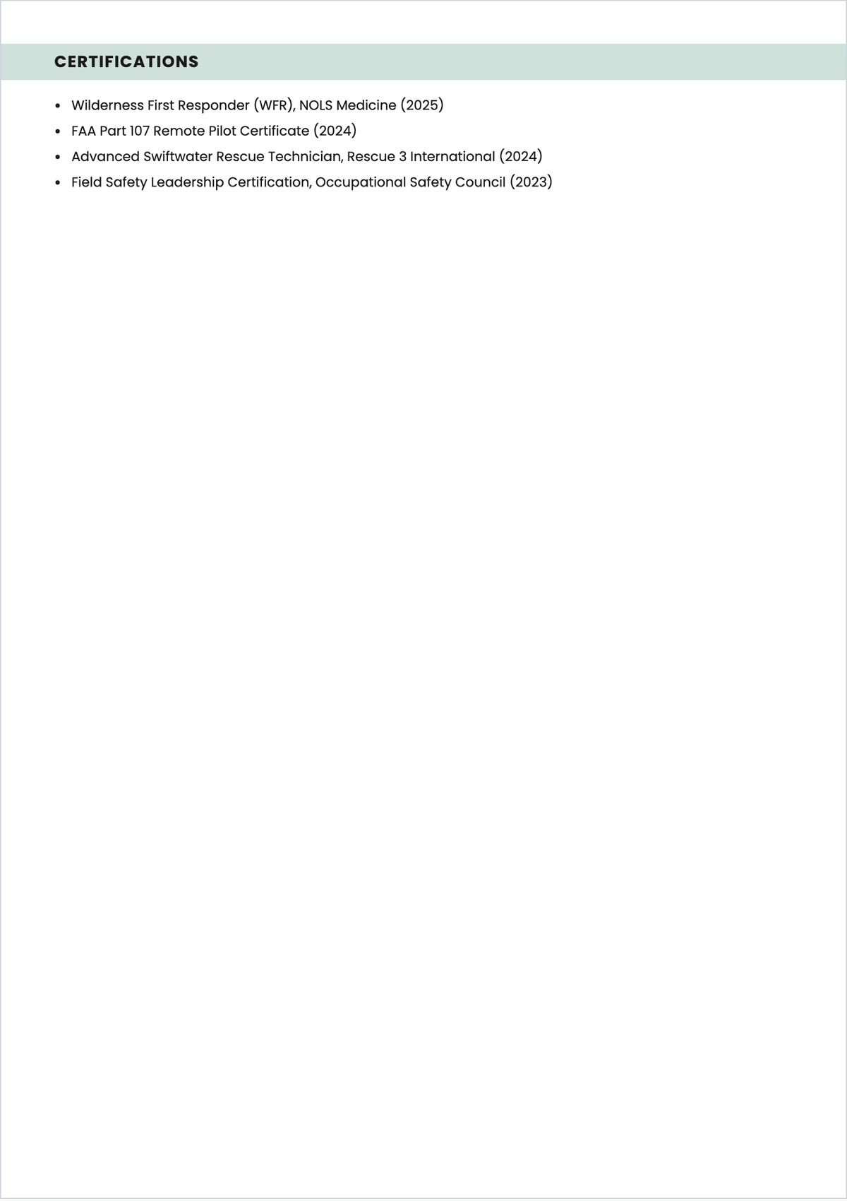 Free Simple Field Research ATS Resume Template, AI Resume Builder