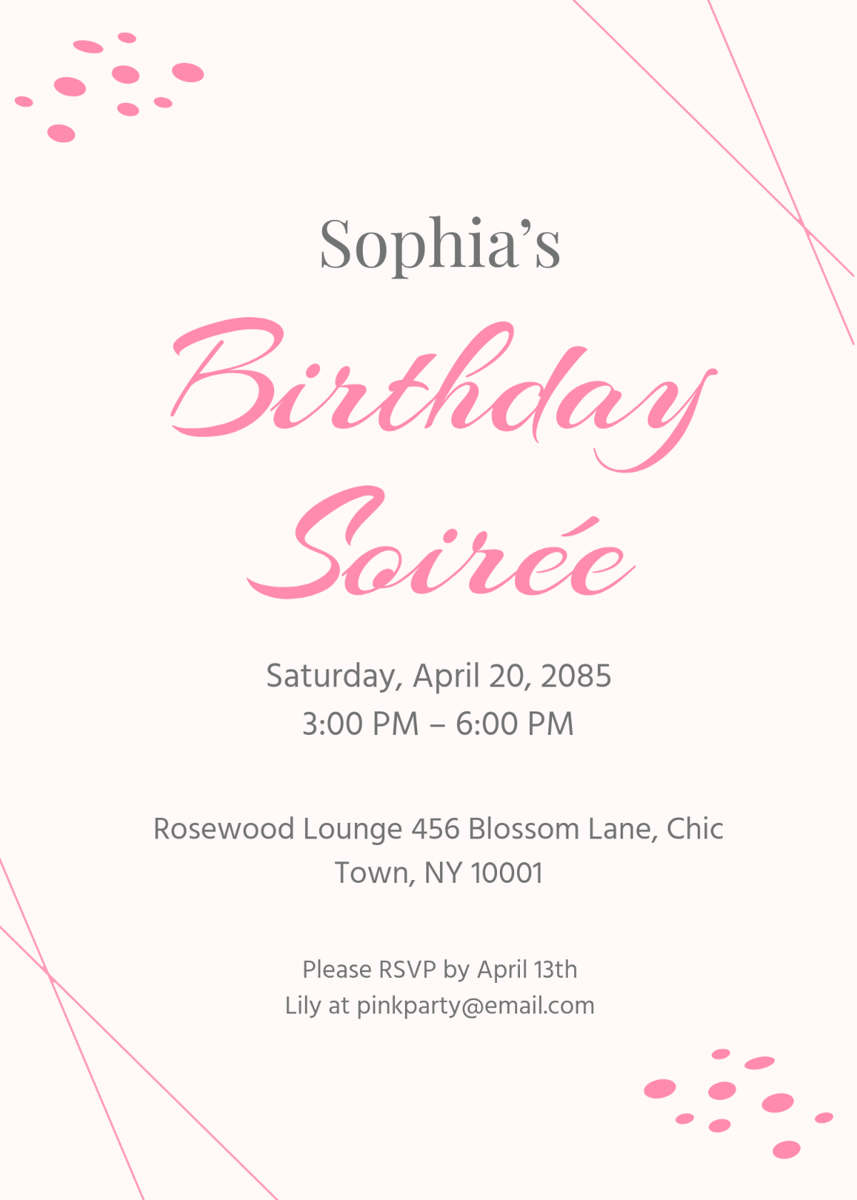 Free Blush Pink Birthday Invitation Background Template