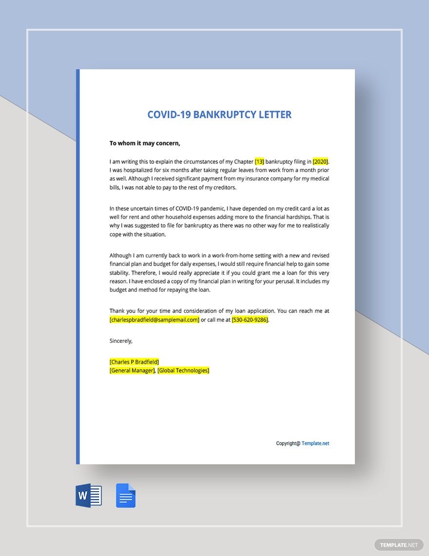Coronavirus COVID-19 Bankruptcy Letter