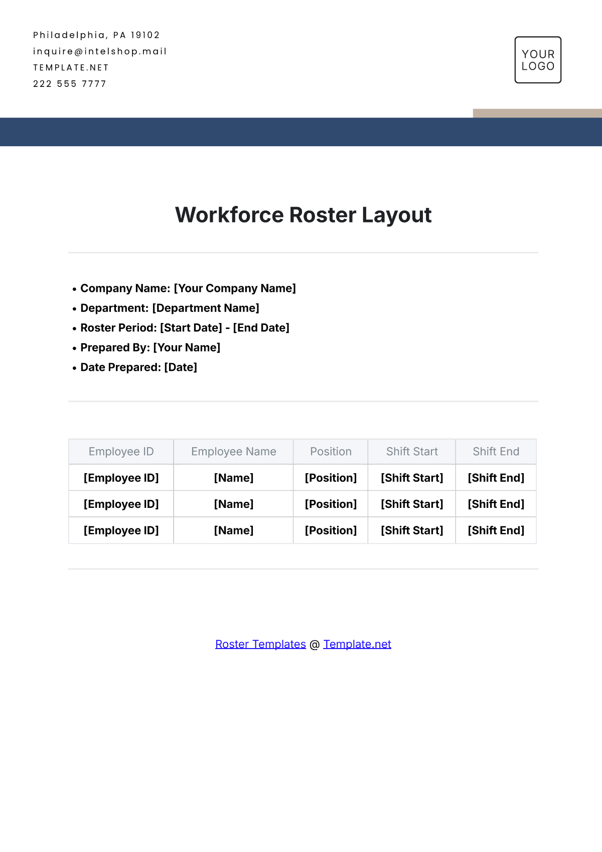 Workforce Roster Layout Template - Edit Online & Download