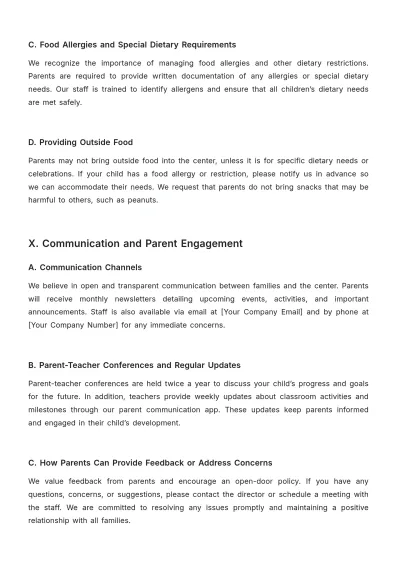 Free Child Care Parent Handbook Template to Edit Online | Template.net to Edit Online