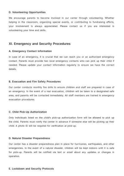 Free Child Care Parent Handbook Template to Edit Online | Template.net to Edit Online