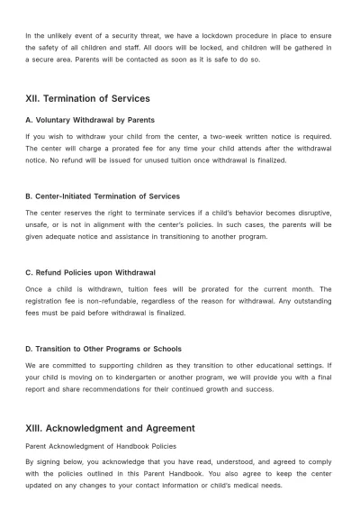 Free Child Care Parent Handbook Template to Edit Online | Template.net to Edit Online