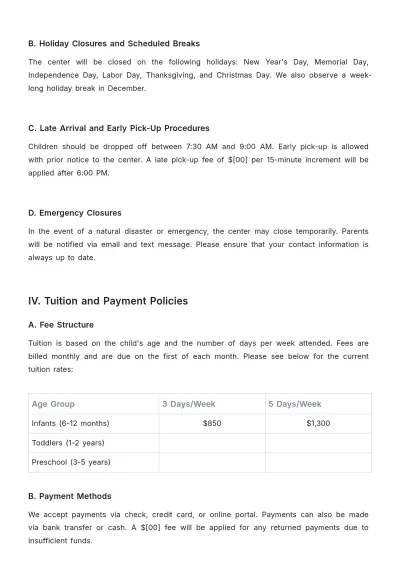 Free Child Care Parent Handbook Template to Edit Online | Template.net to Edit Online