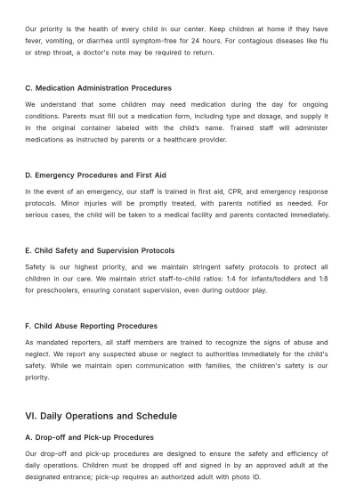 Free Child Care Parent Handbook Template to Edit Online | Template.net to Edit Online