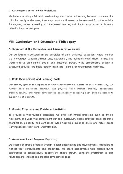 Free Child Care Parent Handbook Template to Edit Online | Template.net to Edit Online
