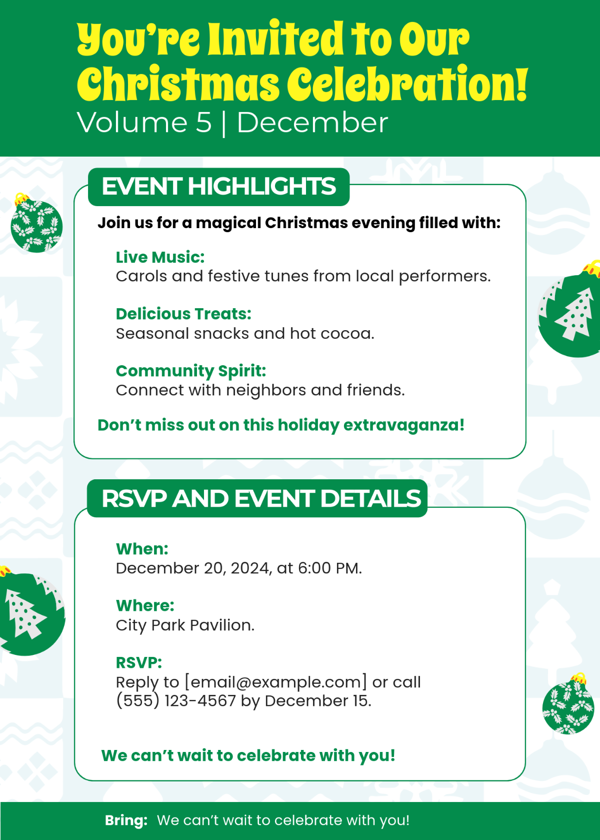 Free Christmas Event Invitation Newsletter Template - Edit Online & Download