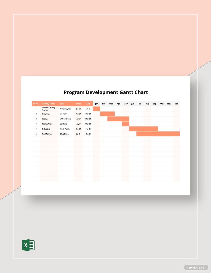 Program Development Gantt Chart Template