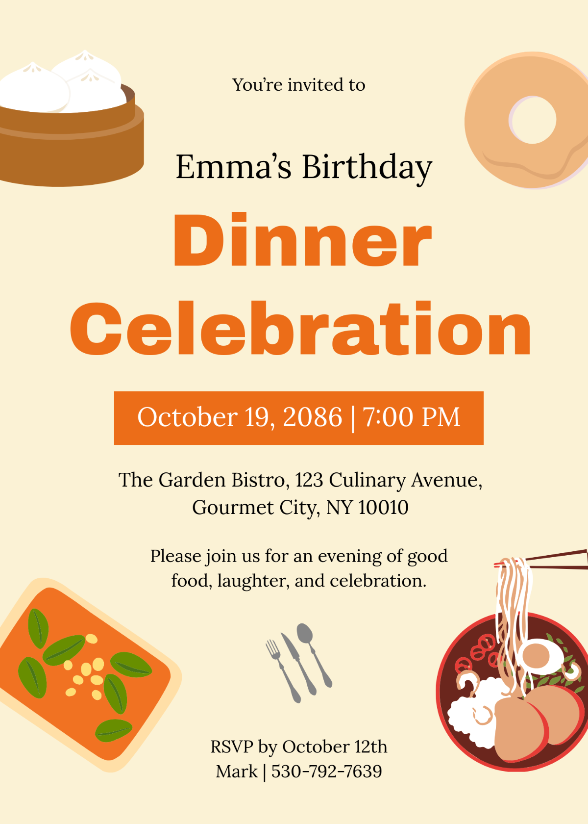 Dinner Party Birthday Invitation Template - Edit Online & Download