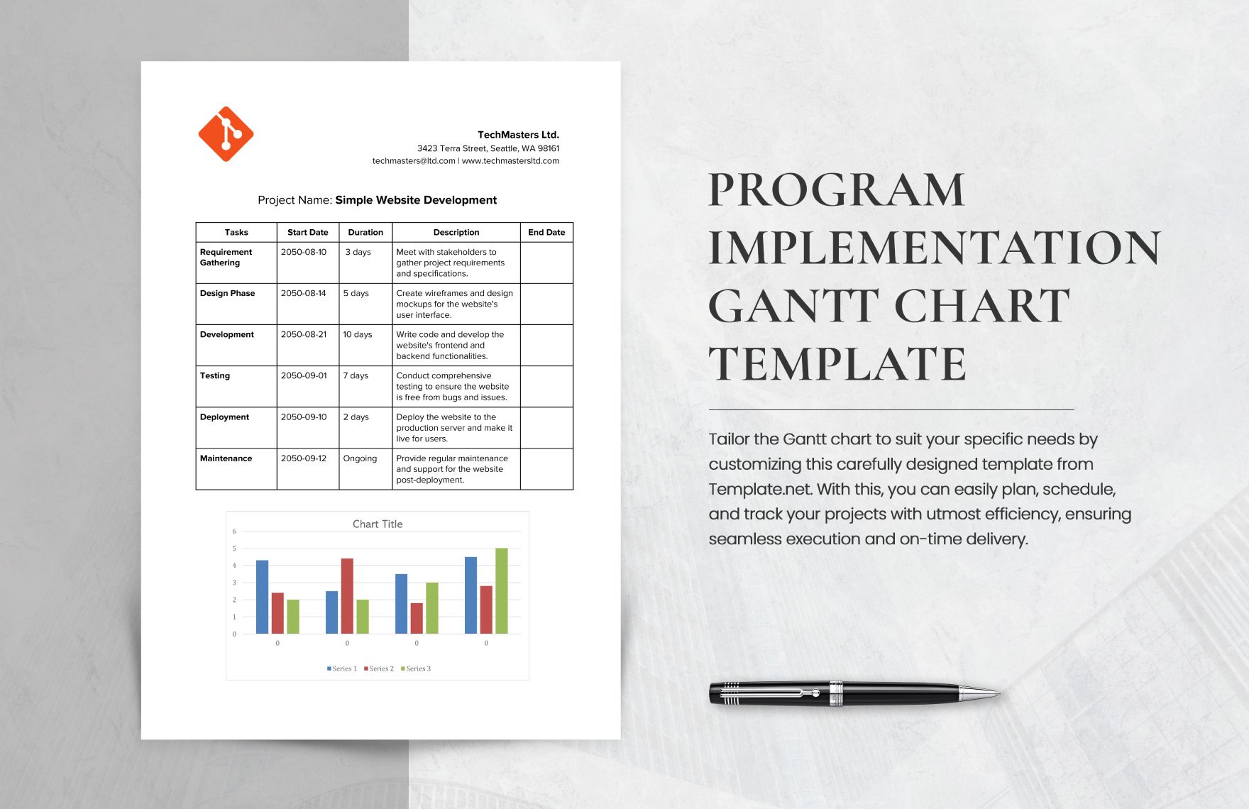 Program Implementation Gantt Chart Template