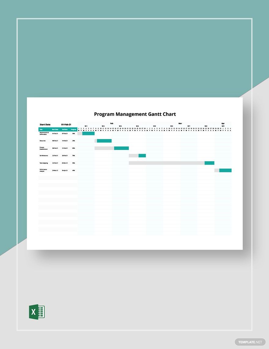 Program Management Gantt Chart Template