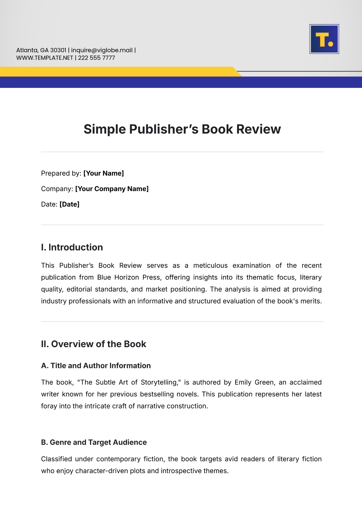 Simple Publisher’s Book Review Template - Edit Online & Download