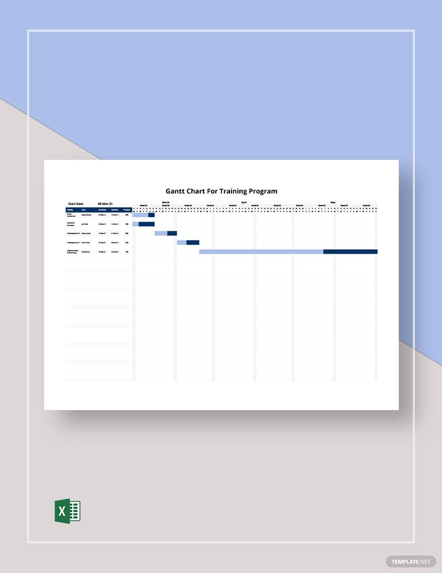 Gantt Chart for Training Program Template