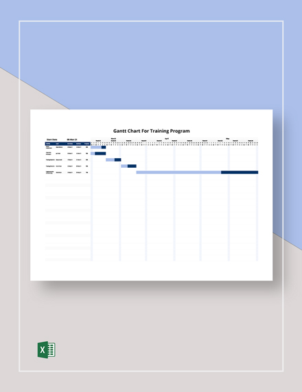 Gantt Chart for Training Program Template - Excel