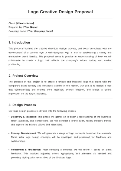 Free Logo Creative Design Proposal Template to Edit Online