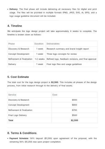 Free Logo Creative Design Proposal Template to Edit Online