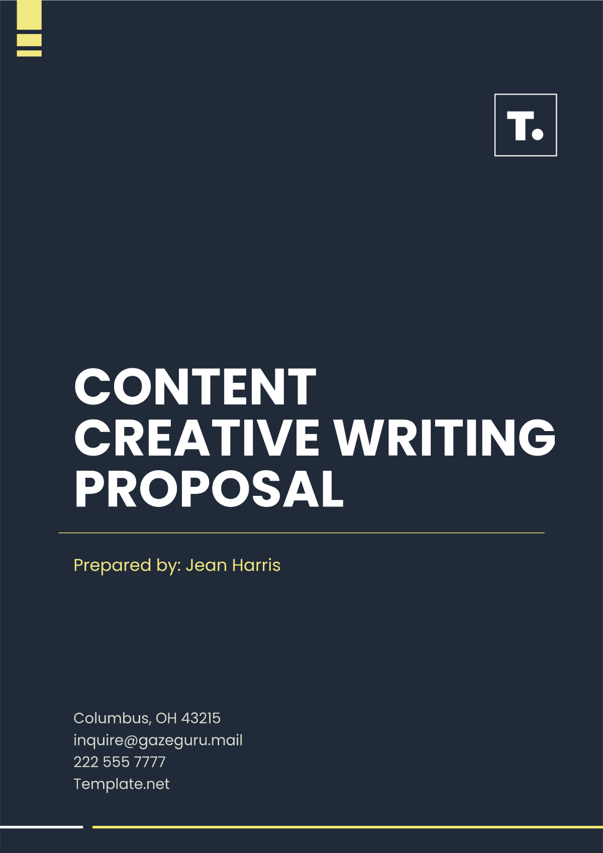 Content Creative Writing Proposal Template - Edit Online & Download