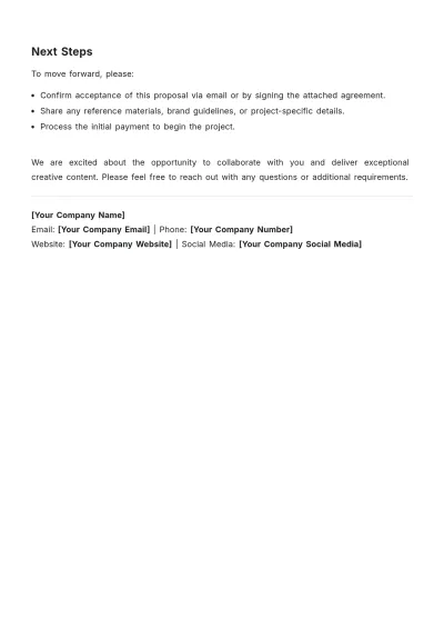 Free Content Creative Writing Proposal Template to Edit Online