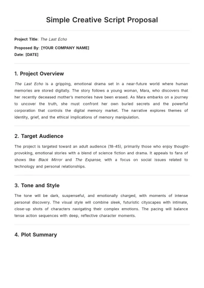 Free Simple Creative Script Proposal Template to Edit Online