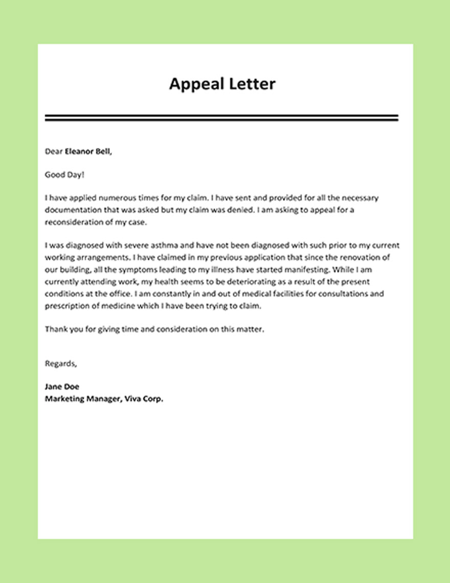 Appeal Letter Review