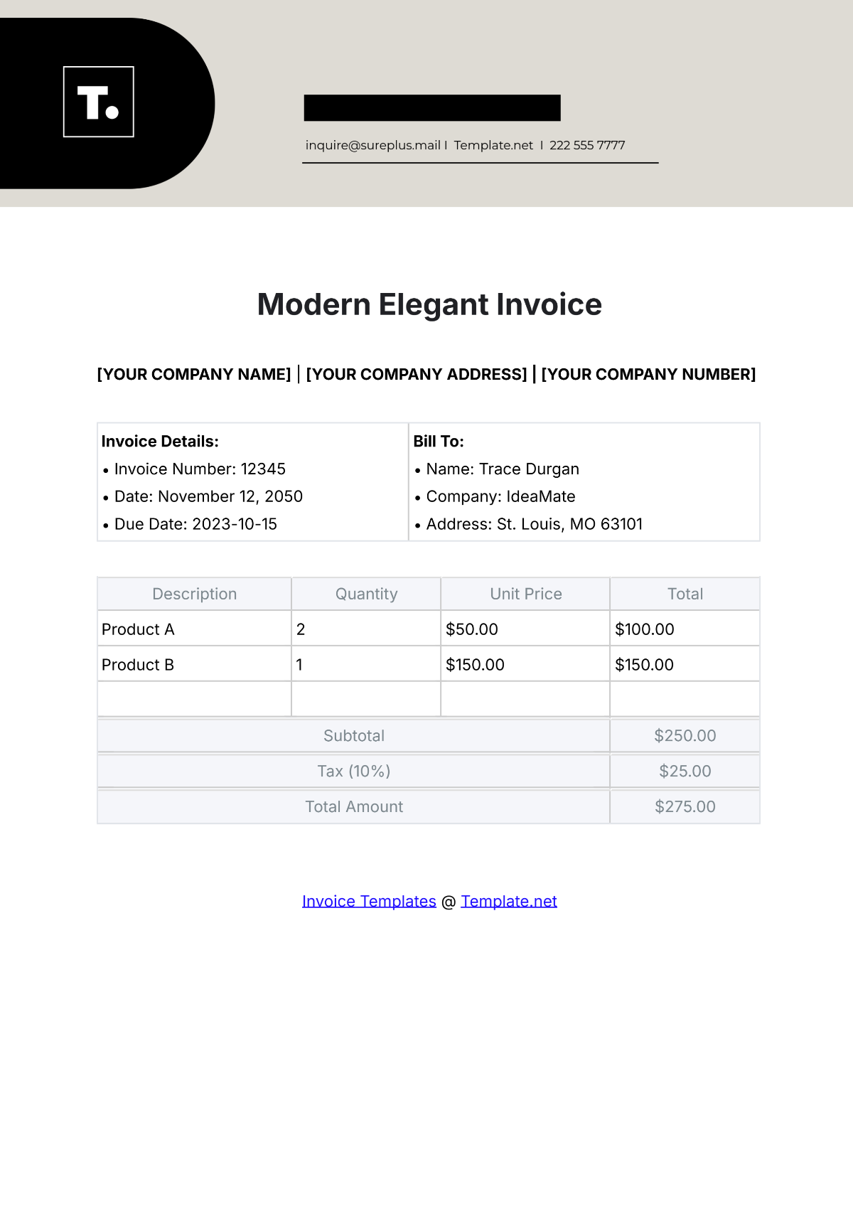 Modern Elegant Invoice Template