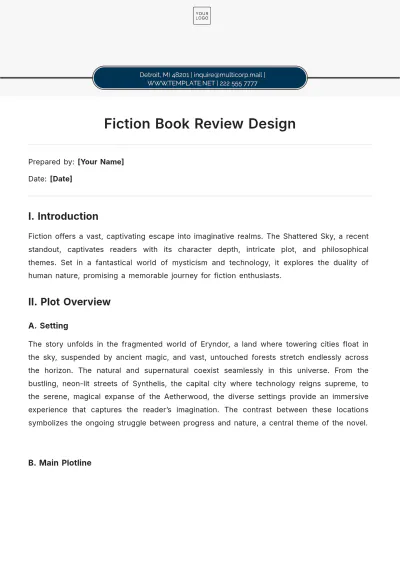 Free Fiction Book Review Design Template to Edit Online