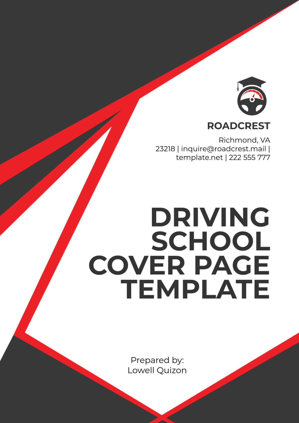 Free Driving School Cover Page Template - Edit Online & Download