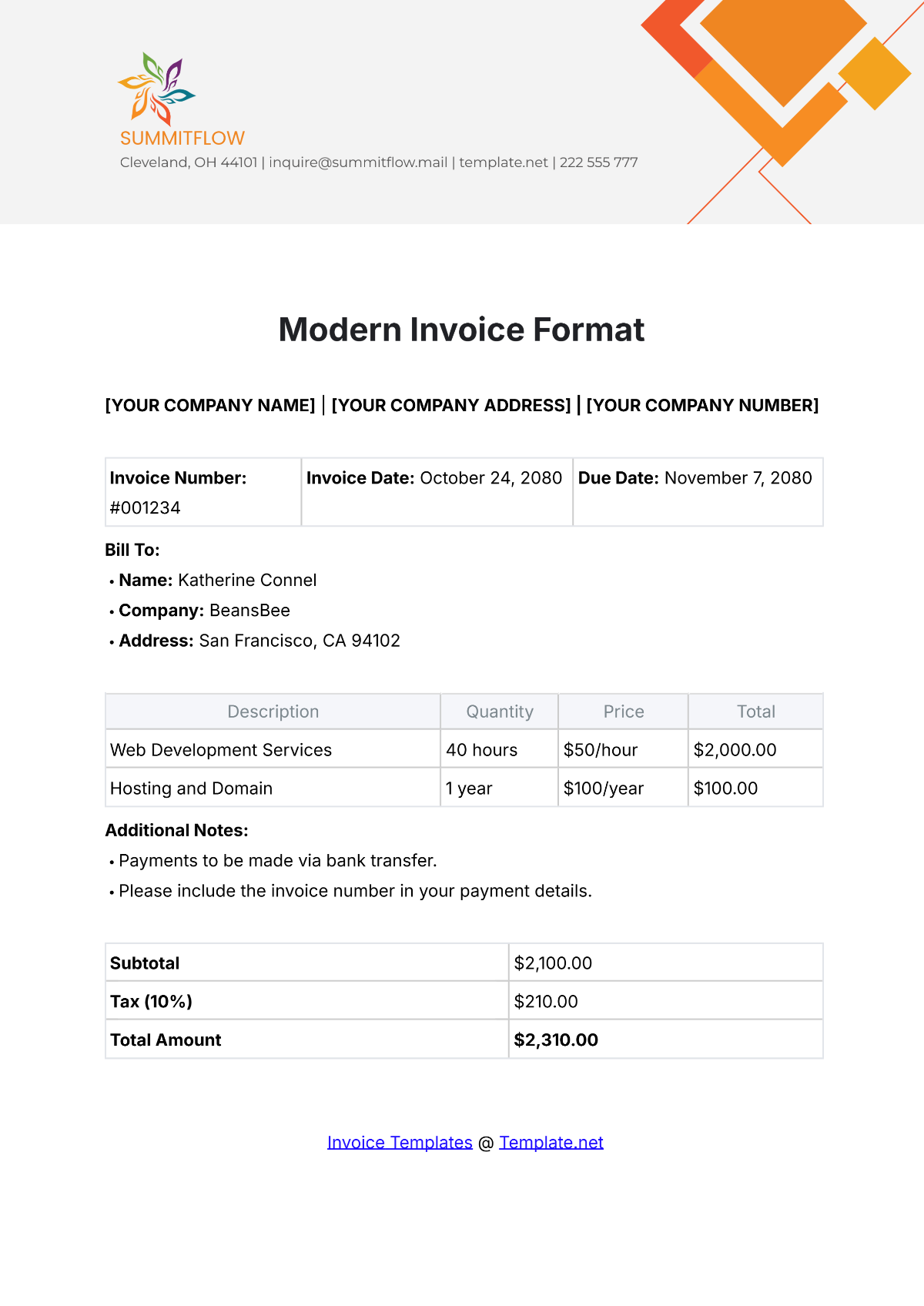 Modern Invoice Format Template