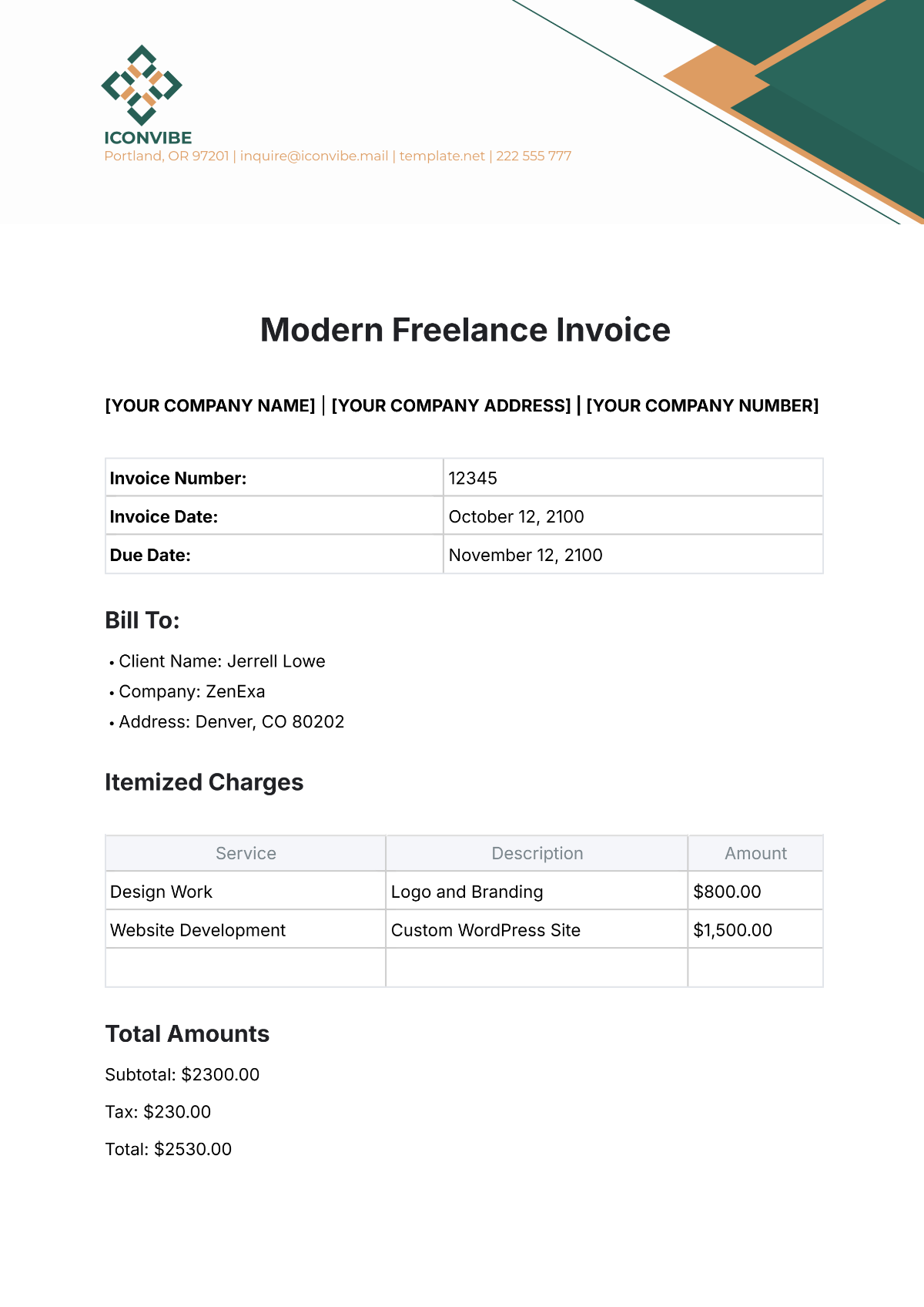 Modern Freelance Invoice Template