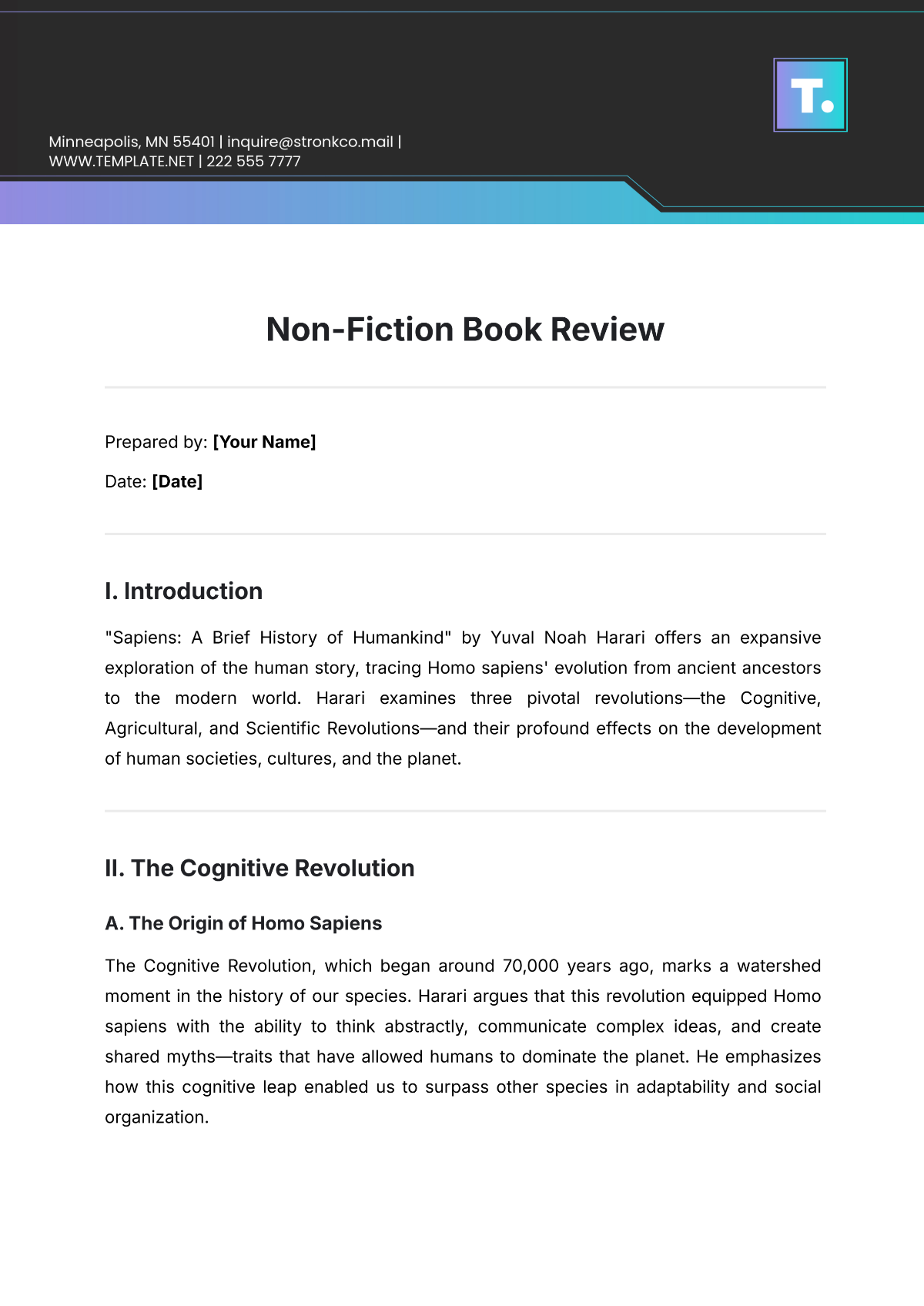 Non-Fiction Book Review Template - Edit Online & Download